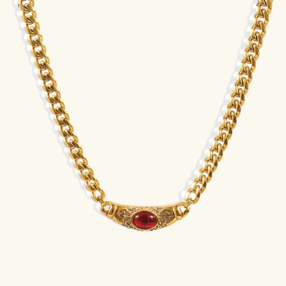 Vintage red diamond necklace N995 - Picture 4 of 8